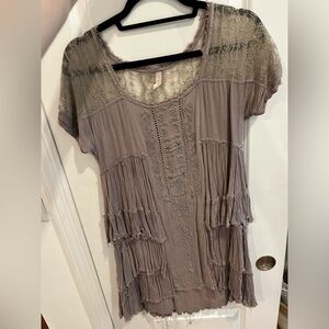 Free People Small ruffle mauve short sleeve dress